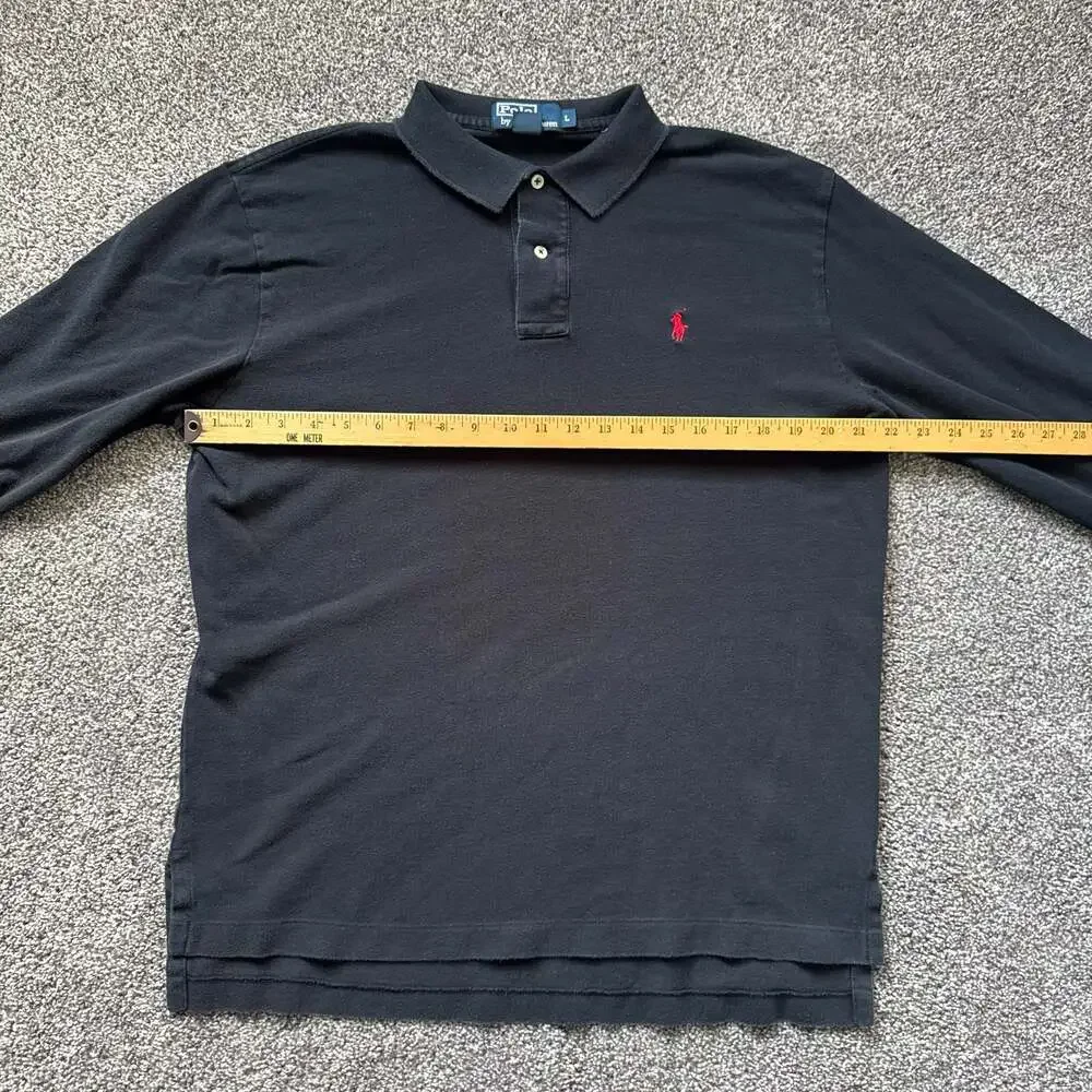 Polo Ralph Lauren Long Sleeve Mesh Polo Shirt Black Red Pony Logo Men’s Large